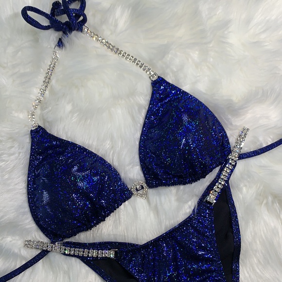 Dark blue competition simple bikini suit - Picture 2 of 12